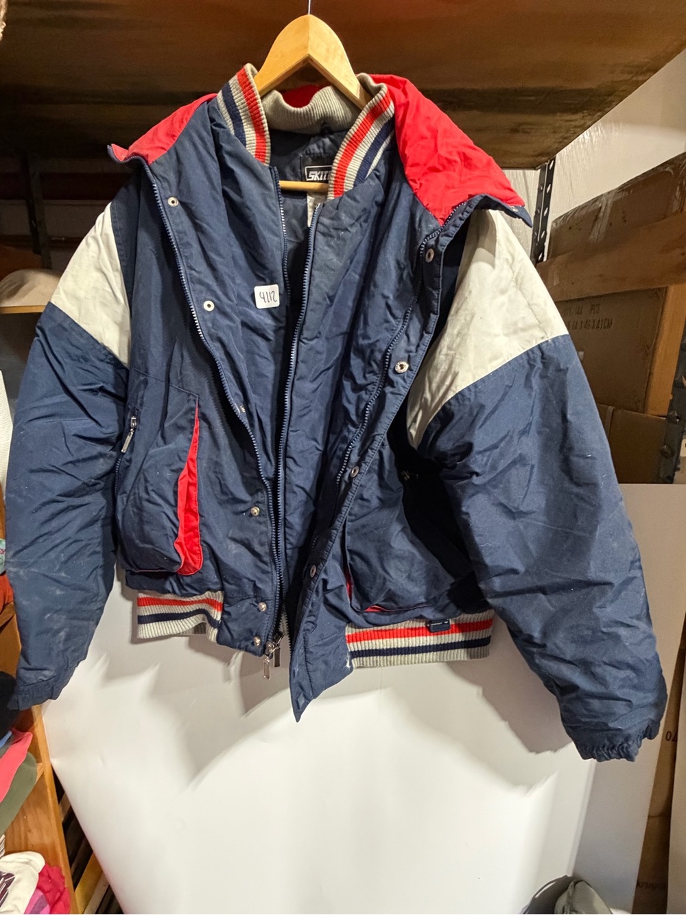 #4112-Navy and Red Varsity Bomber Jacket